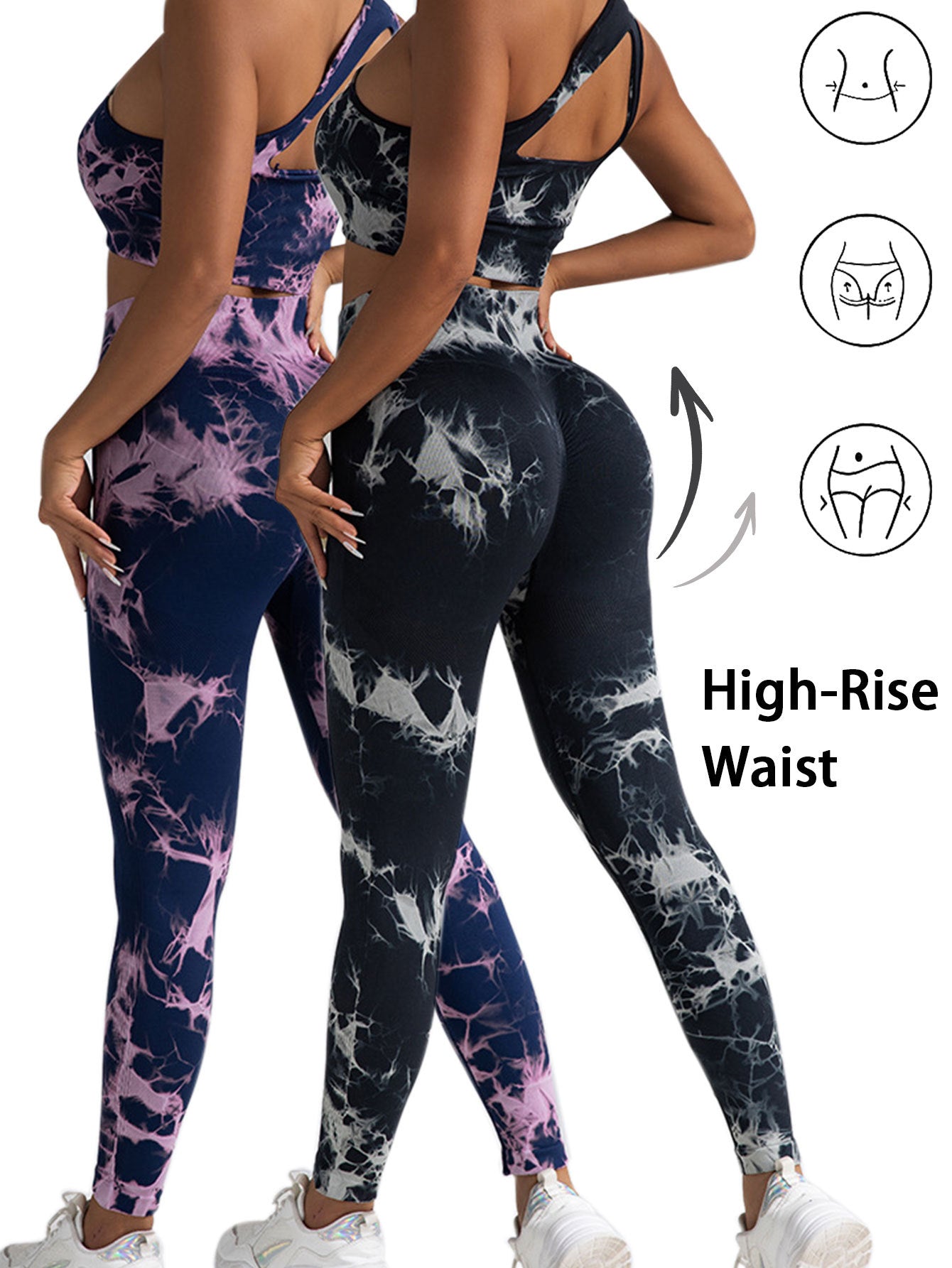 2pack Tie-dye Yoga Pants