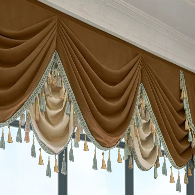 Finished Retro Villa Living Room Bedroom High-grade Thickened Light Luxury Velvet Splicing Curtains, Curtain Drapes Need To Be Purchased
